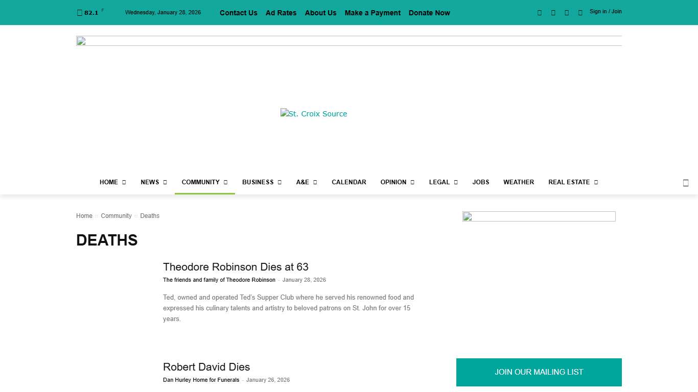 Deaths St. Croix Source