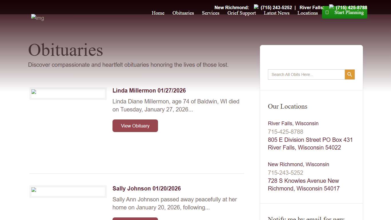 Obituaries Archives - Bakken Young Funeral Home - River Falls and New Richmond Wisconsin