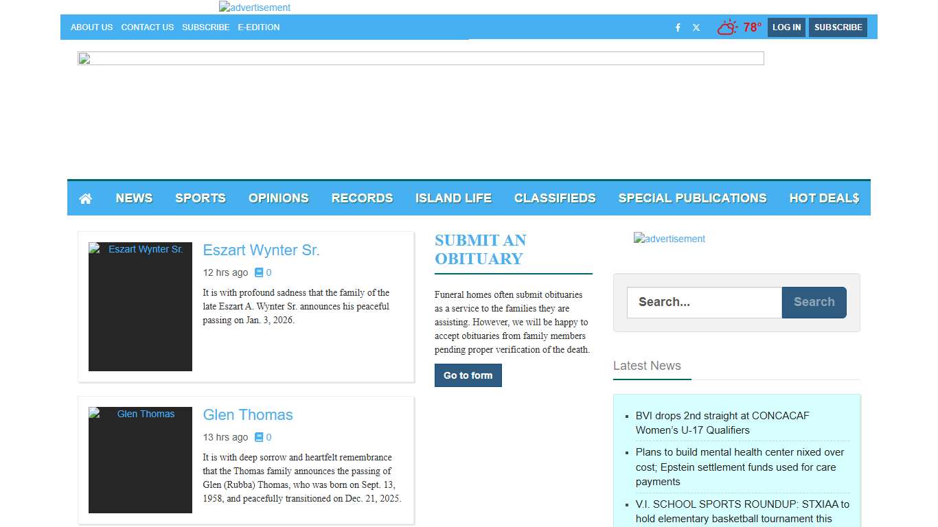 Obituaries virginislandsdailynews.com