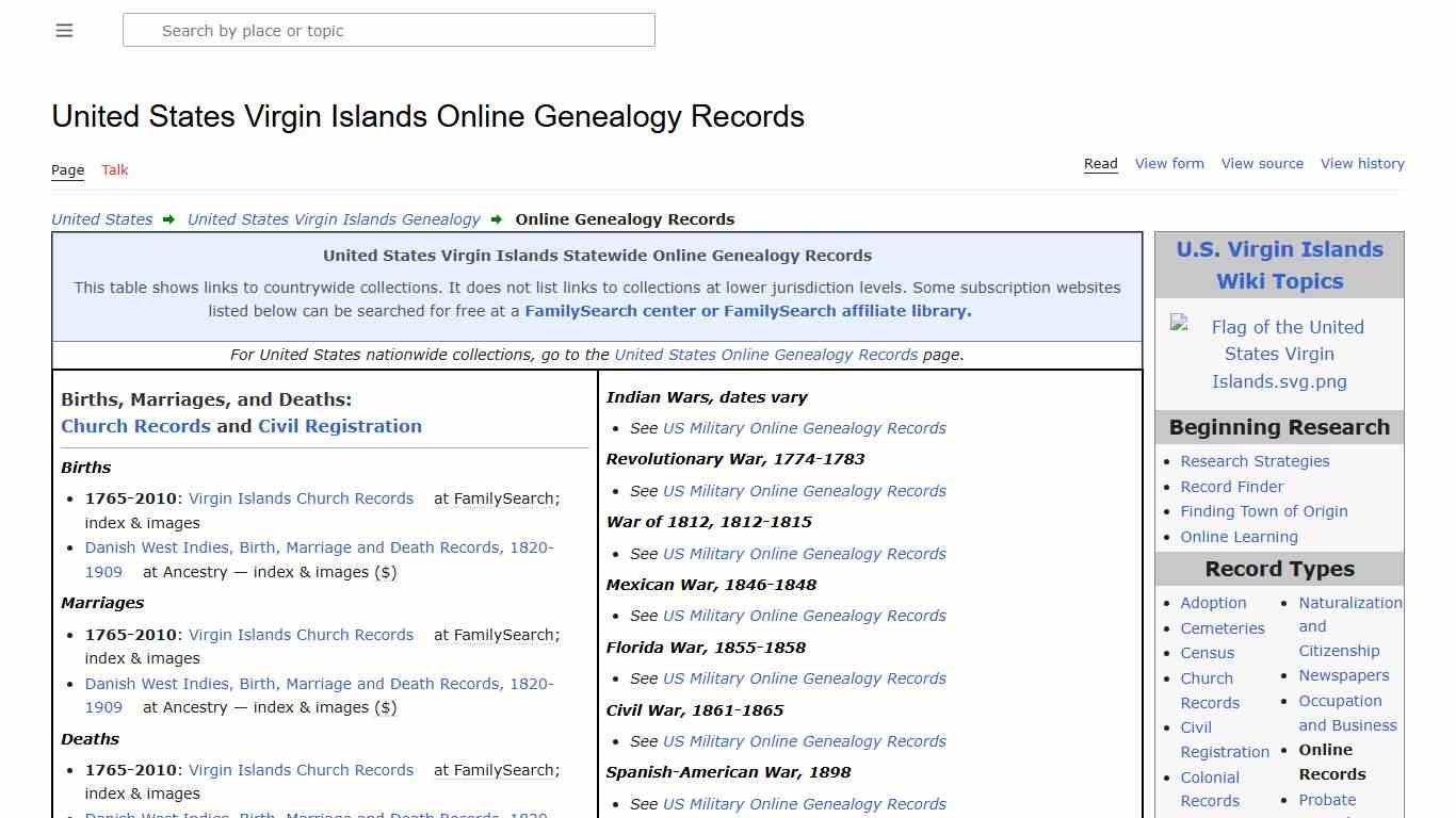 United States Virgin Islands Online Genealogy Records • FamilySearch